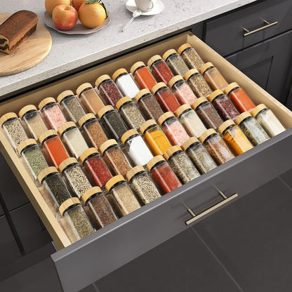 Spice Drawer Organizer 4 Tier, Acrylic Seasoning Organizer Rack, Small | Clear Spice Rack Tray, Kitchen Seasoning Jars Drawers Insert (Jars Not Included/ Expandable From 9" to 18")