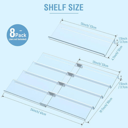 Spice Drawer Organizer 4 Tier, Acrylic Seasoning Organizer Rack, Small | Clear Spice Rack Tray, Kitchen Seasoning Jars Drawers Insert (Jars Not Included/ Expandable From 9" to 18")