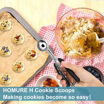Cookie Scoop Set, Include 1 Tbsp/2 Tbsp/3 Tbsp, Cookie Dough Scoop, Cookie Scoops for Baking Set of 3, 18/8 Stainless Steel, Good Grip, Non-Slip, For Cookies Cupcake Muffin Ice Cream waffle