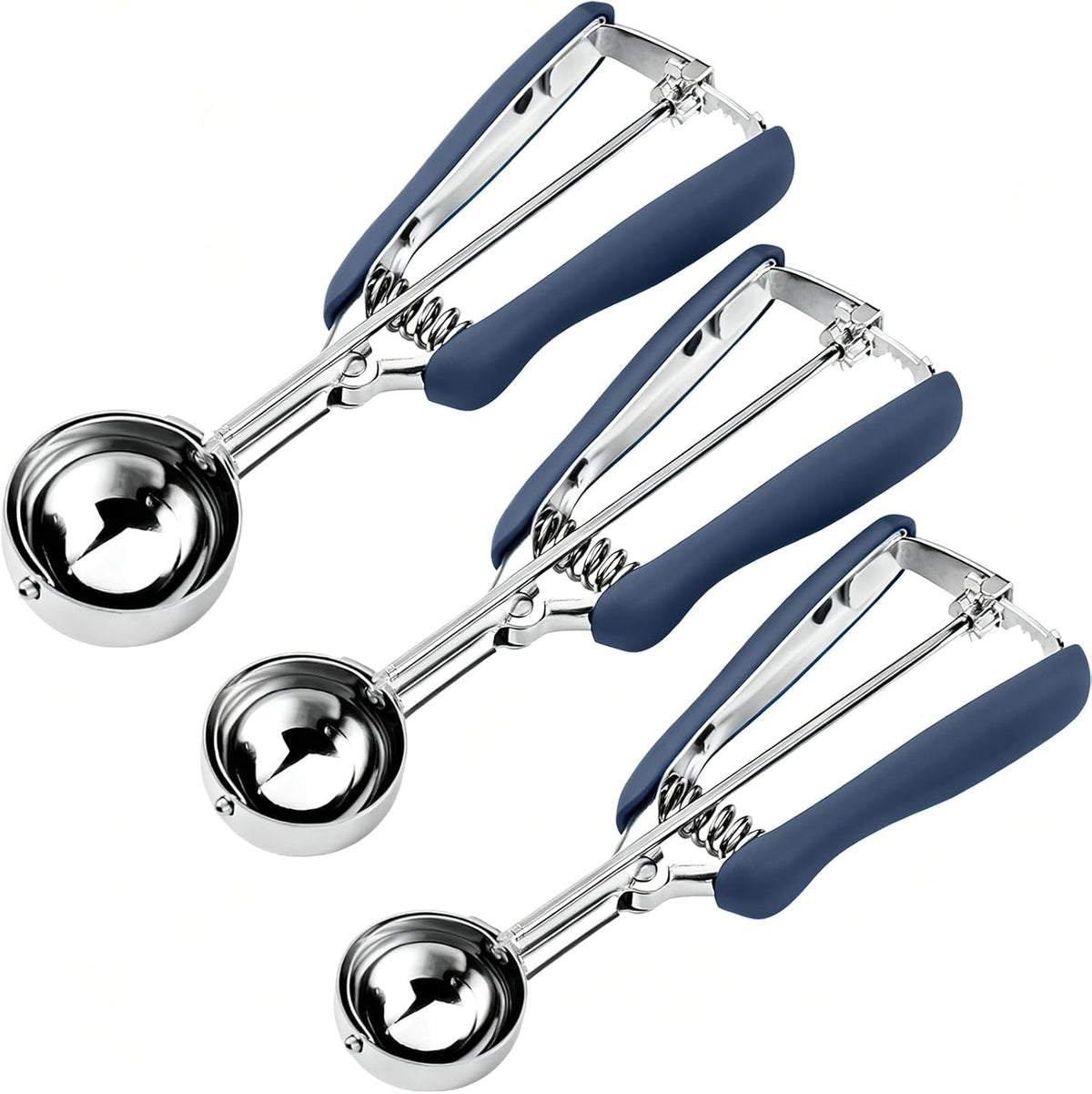 Cookie Scoop Set, Include 1 Tbsp/2 Tbsp/3 Tbsp, Cookie Dough Scoop, Cookie Scoops for Baking Set of 3, 18/8 Stainless Steel, Good Grip, Non-Slip, For Cookies Cupcake Muffin Ice Cream waffle