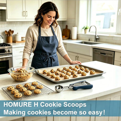 Cookie Scoop Set, Include 1 Tbsp/2 Tbsp/3 Tbsp, Cookie Dough Scoop, Cookie Scoops for Baking Set of 3, 18/8 Stainless Steel, Good Grip, Non-Slip, For Cookies Cupcake Muffin Ice Cream waffle