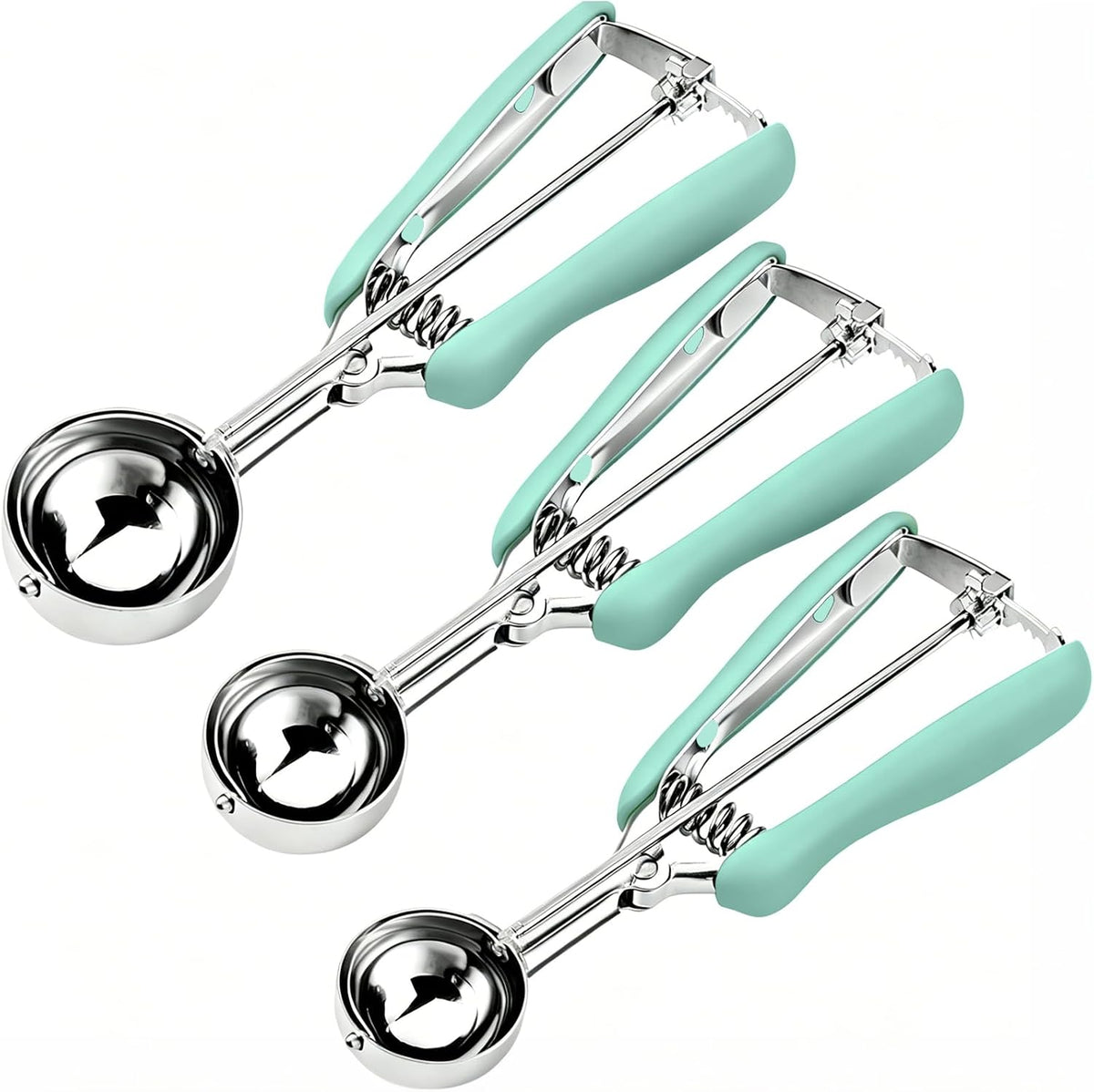 Cookie Scoop Set, Include 1 Tbsp/2 Tbsp/3 Tbsp, Cookie Dough Scoop, Cookie Scoops for Baking Set of 3, 18/8 Stainless Steel, Good Grip, Non-Slip, For Cookies Cupcake Muffin Ice Cream waffle