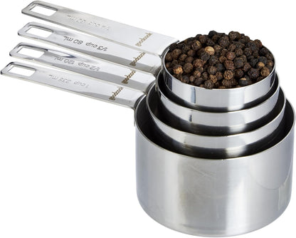 Gourmet Measuring Cup Set, Stainless Steel 4-pc., 1/4, 1/3, 1/2, 1 Cup etched measurements