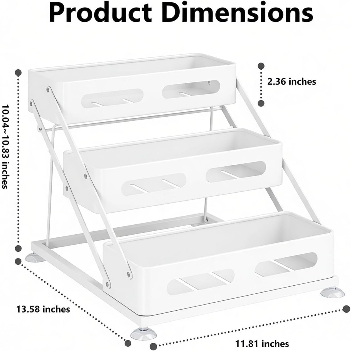 3 Tier Foldable Spice Rack, Black | Iron, For Countertop, Kitchen Seasoning Organizer, For Cabinet
