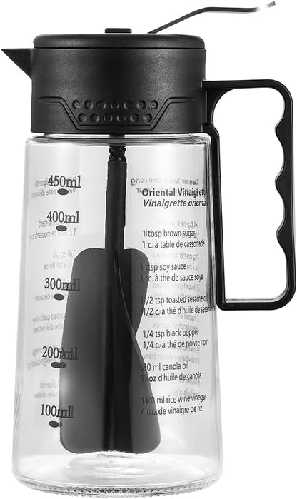 Salad Dressing Shaker Glass Homemade Salad Dressing Bottle Salad Mixer/Container with Pour Spout & Recipes， Leak-Proof, BPA-free, Easy Press Lid for One-Handed Operation