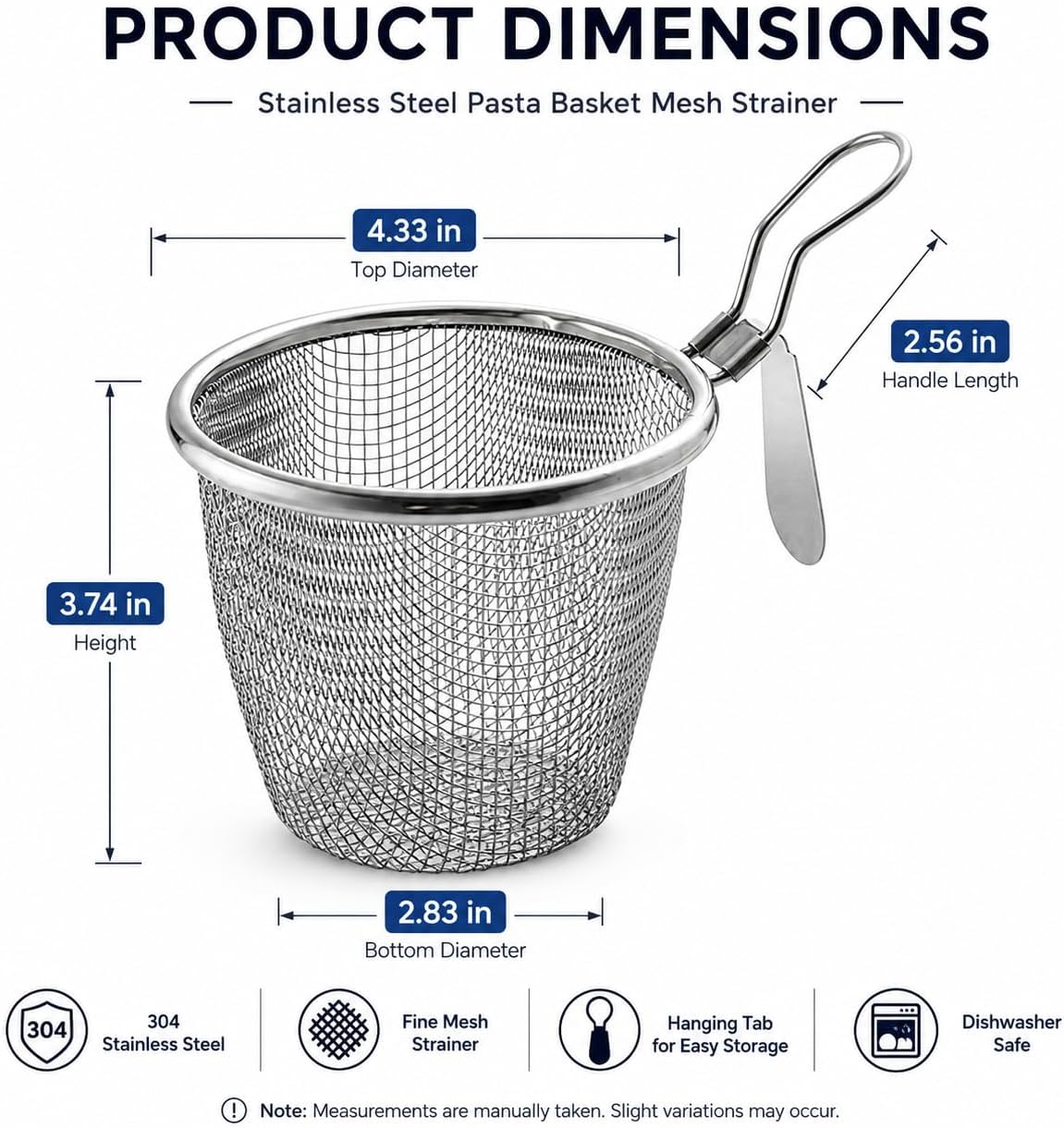 Stainless Steel Pasta Basket Mesh Spider Food Strainer with Handle