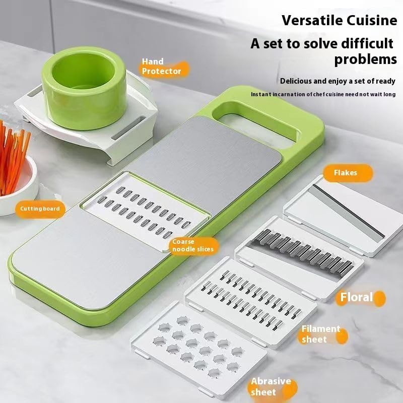 5 in 1 Slicer for Kitchen, Vegetable Slicer Multi Blade Potato Chip, Veggie shredder, Vegetable Cutter,Shredder and peeler For Small Job In Kitchen (Green)