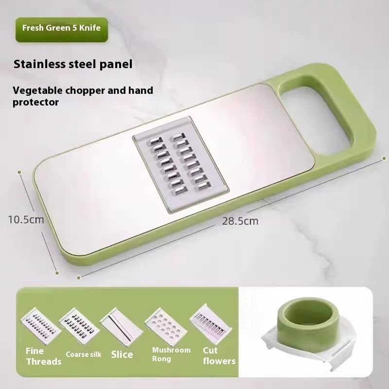 5 in 1 Slicer for Kitchen, Vegetable Slicer Multi Blade Potato Chip, Veggie shredder, Vegetable Cutter,Shredder and peeler For Small Job In Kitchen (Green)