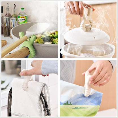 4Pcs Pot Spoon Rest Holder,Spatula Rack,Silicone Crab Pot Lid Support,Multipurpose Fixed Clamp Anti Scalding Universal Essential Accessories for Kitchen Cookware,Steam Releaser