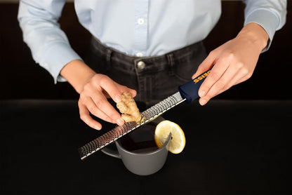 Deiss PRO Citrus Zester & Cheese Grater — Parmesan Cheese Lemon, Ginger, Garlic, Nutmeg, Chocolate, Vegetables, Fruits - Razor-Sharp Stainless Steel Blade, Wide, Dishwasher Safe