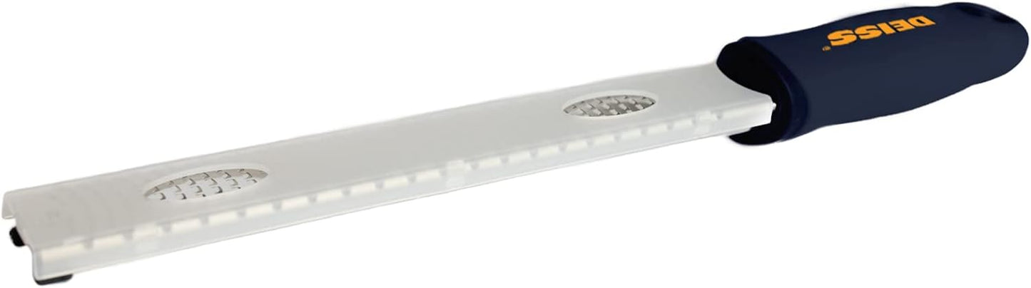 Deiss PRO Citrus Zester & Cheese Grater — Parmesan Cheese Lemon, Ginger, Garlic, Nutmeg, Chocolate, Vegetables, Fruits - Razor-Sharp Stainless Steel Blade, Wide, Dishwasher Safe