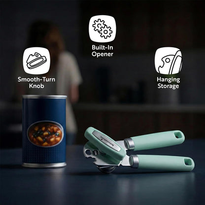 Can Opener 1 Pack 7.64 x 1.94 x 2.13 Inches Stainless Steel Rust Proof Manual With Built-In Bottle Opener and Ergonomic Handle