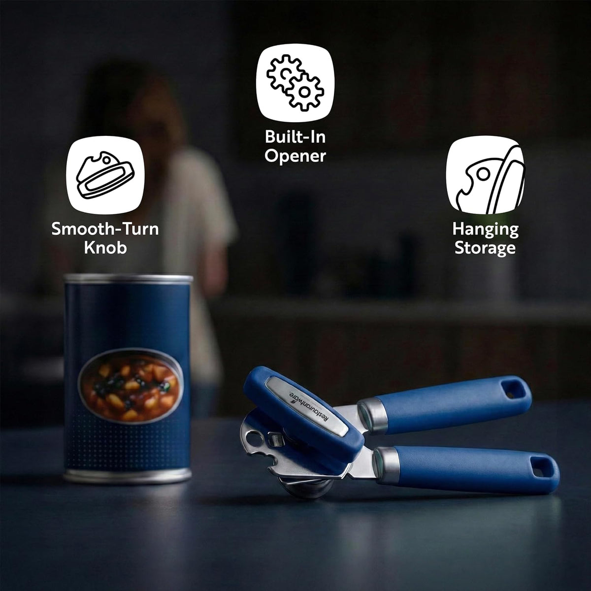 Can Opener 1 Pack 7.64 x 1.94 x 2.13 Inches Stainless Steel Rust Proof Manual With Built-In Bottle Opener and Ergonomic Handle