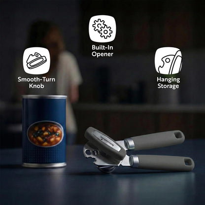 Can Opener 1 Pack 7.64 x 1.94 x 2.13 Inches Stainless Steel Rust Proof Manual With Built-In Bottle Opener and Ergonomic Handle
