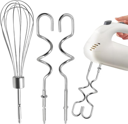 3Pcs Hand Mixer Beaters Dough Hook for Kitchen Aid, Stainless Steel Dough Hook for Kitchenaid Egg Beater Whisk Attachment for Kitchen Aide, Hand Mixer Attachment Restaurant Kitchen Accessories