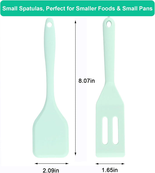 Small Silicone Spatula Set, Mini Spatulas for Baking, Cooking, Serving | Heat resistant to 446°F, thin narrow spatulas for kitchen use – safe for non stick frying pans, great for cookies & brownies