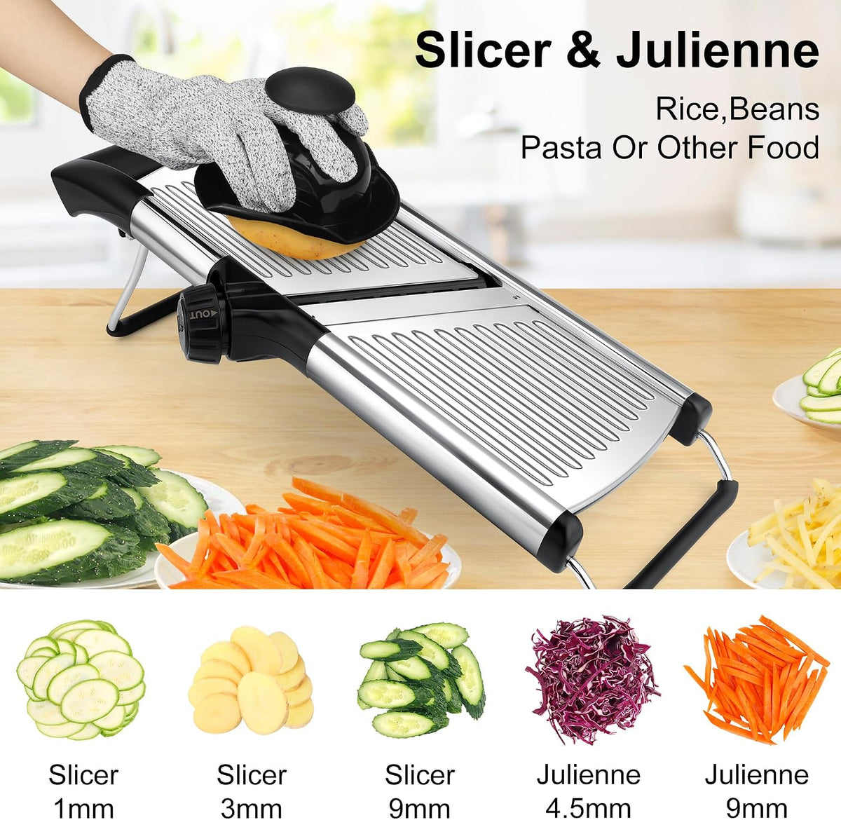 Mandoline Slicer for Kitchen, Adjustable Mandoline Food Slicer