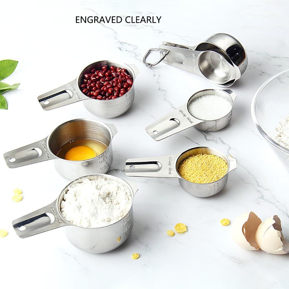 Measuring Cups and Spoons Set Heavy Duty 304 Metal Stainless Steel Measuring Cup Spoon Kitchen Gadgets for Cooking Baking (Set of 14)