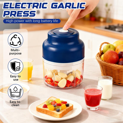 Electric Garlic Chopper,Upgrade Electric Mini Garlic Chopper Set,New Small Garlics Choppers Mincer,USB Rechargeable,Wireless Veggie Grinder,for Mashing Onion,Garlic,Chili,Ginger(Blue,250ML)