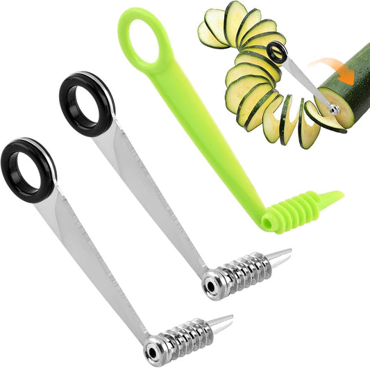 3PCS Piranha Spiral Cutter,Stainless Steel Spiral Cutter Kitchen Tool | Egg Spiral Slicer for Boiled Eggs,Potato,Tomato,Vegetables,Cucumbers and Carrots