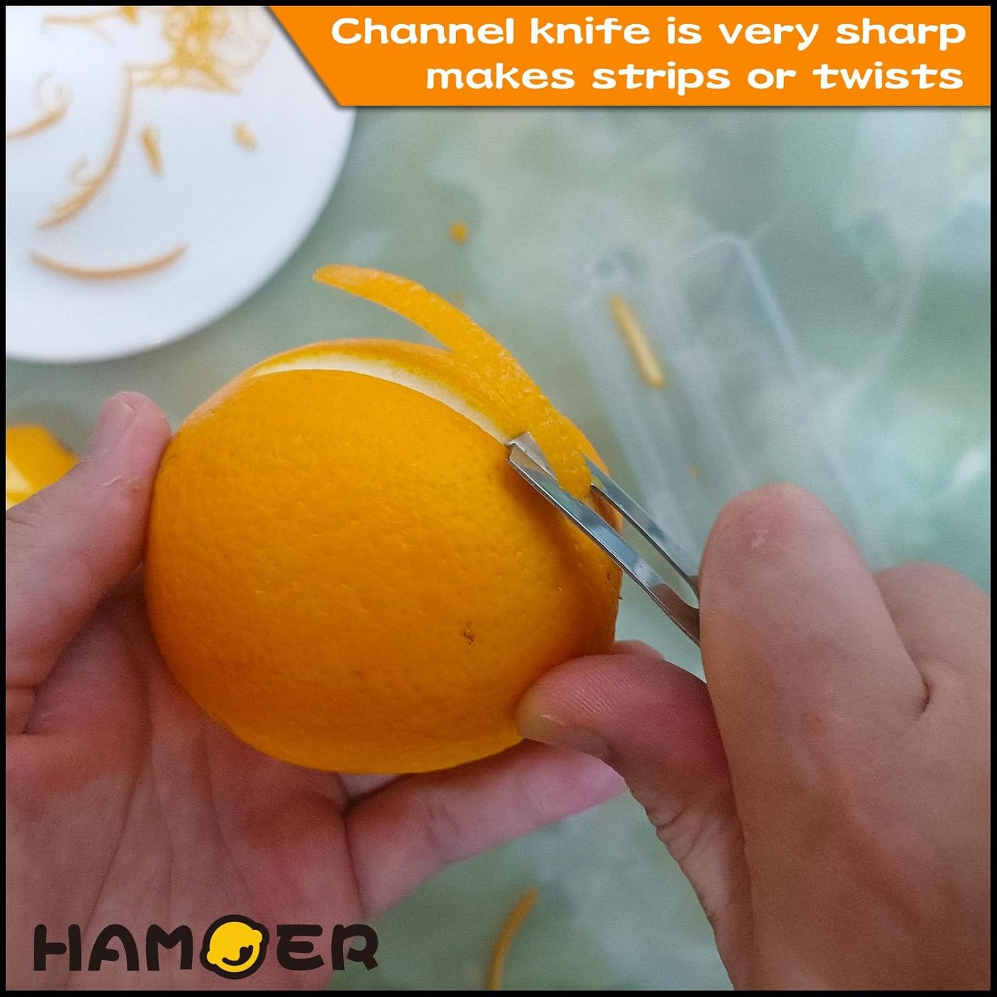 Lemon Citrus Zester & Channel Knife 2 Tools set with a storage box | Lemon twist Tool,U-Shaped Stainless Steel Blade,Carving Tool for Garnishing,Home Bars Bartender Gift