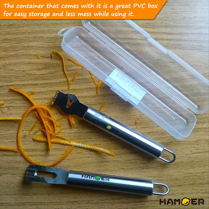 Lemon Citrus Zester & Channel Knife 2 Tools set with a storage box | Lemon twist Tool,U-Shaped Stainless Steel Blade,Carving Tool for Garnishing,Home Bars Bartender Gift