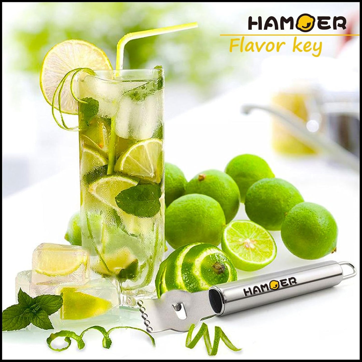 Lemon Citrus Zester & Channel Knife 2 Tools set with a storage box | Lemon twist Tool,U-Shaped Stainless Steel Blade,Carving Tool for Garnishing,Home Bars Bartender Gift