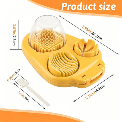 3 in 1 Boiled Egg Slicer, 3 Slice Modes Chopper Cutter with Brush, Manual Egg Slicer Steel Wire Dicer for Hard Boiled Eggs, Kitchen Gadget for Soft Fruit Butter, Labor Saving