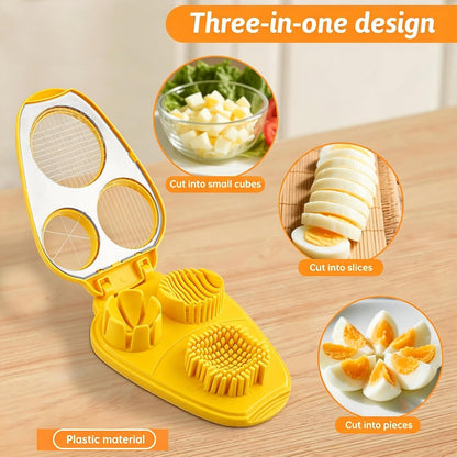 3 in 1 Boiled Egg Slicer, 3 Slice Modes Chopper Cutter with Brush, Manual Egg Slicer Steel Wire Dicer for Hard Boiled Eggs, Kitchen Gadget for Soft Fruit Butter, Labor Saving