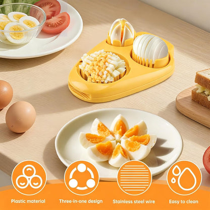 3 in 1 Boiled Egg Slicer, 3 Slice Modes Chopper Cutter with Brush, Manual Egg Slicer Steel Wire Dicer for Hard Boiled Eggs, Kitchen Gadget for Soft Fruit Butter, Labor Saving