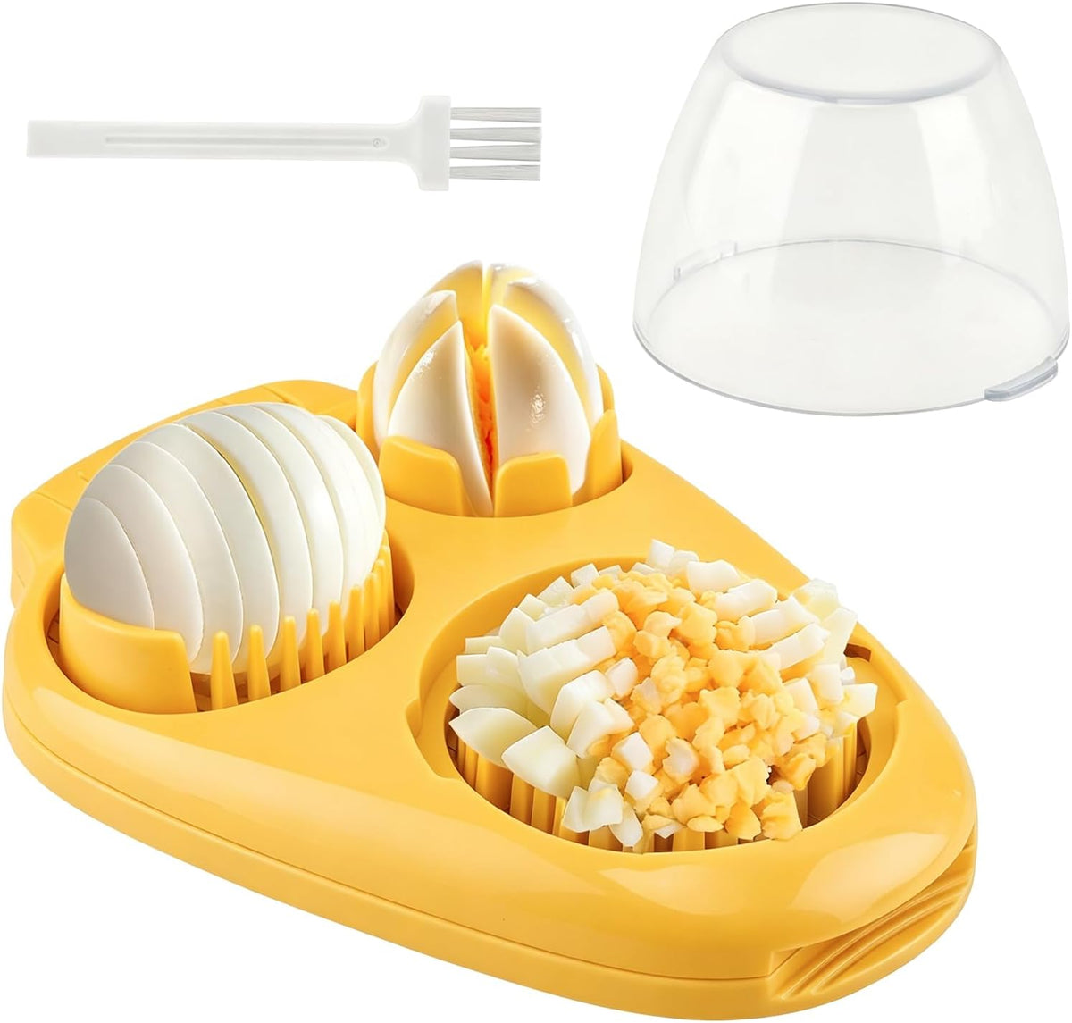3 in 1 Boiled Egg Slicer, 3 Slice Modes Chopper Cutter with Brush, Manual Egg Slicer Steel Wire Dicer for Hard Boiled Eggs, Kitchen Gadget for Soft Fruit Butter, Labor Saving