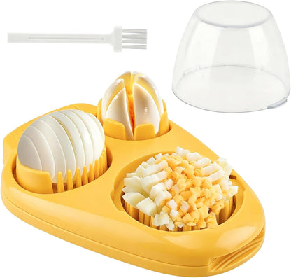 3 in 1 Boiled Egg Slicer, 3 Slice Modes Chopper Cutter with Brush, Manual Egg Slicer Steel Wire Dicer for Hard Boiled Eggs, Kitchen Gadget for Soft Fruit Butter, Labor Saving