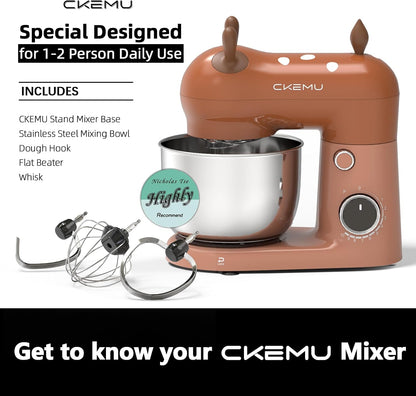 Stand Mixer, Compact & Space-Saving, Stainless Steel Bowl, Unique & Playful Design, Effcient 300W Motor, Dishwasher-Safe Attachments, SM-2549A (Black)
