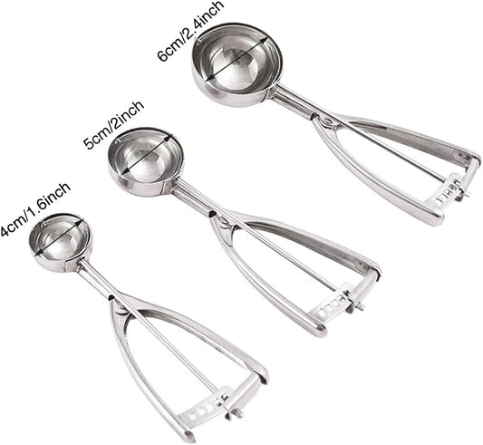 Melon baller Scoop, Melon Baller, Ice Cream Scoop Cookie Scoops Cookie Scoops for Baking Set of 3 Include L/M/S for Fruit, Cupcake Ice Cream waffle(COLOR:3Pcs)