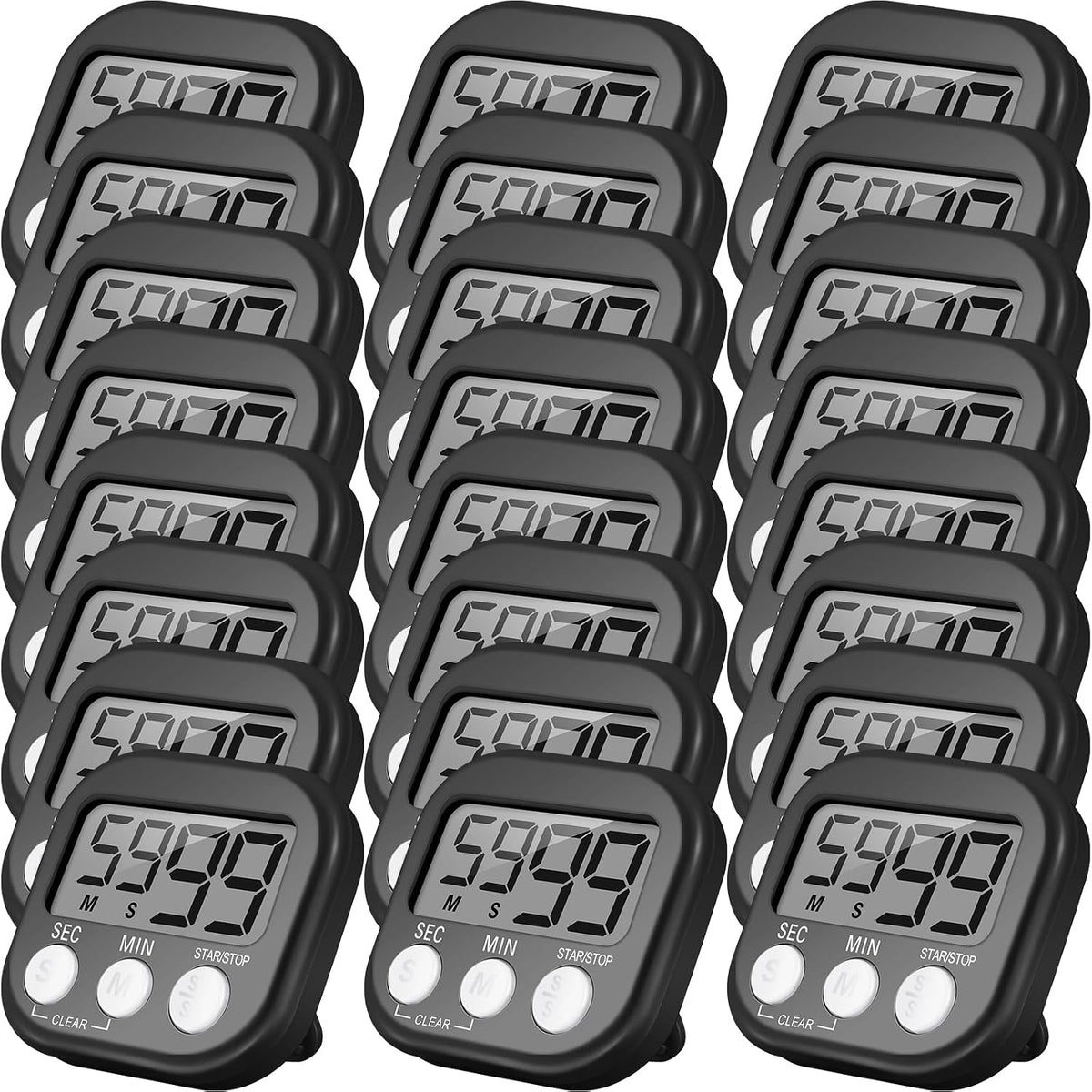 24 Pcs Digital Kitchen Timers Bulk Timer for Classroom, Black