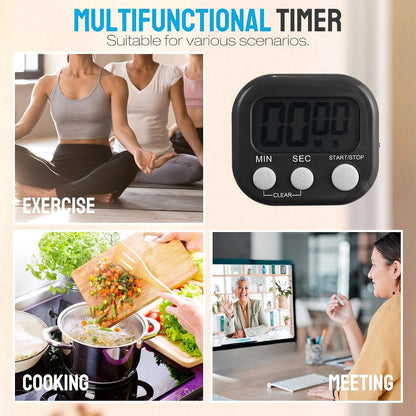 24 Pcs Digital Kitchen Timers Bulk Timer for Classroom, Black
