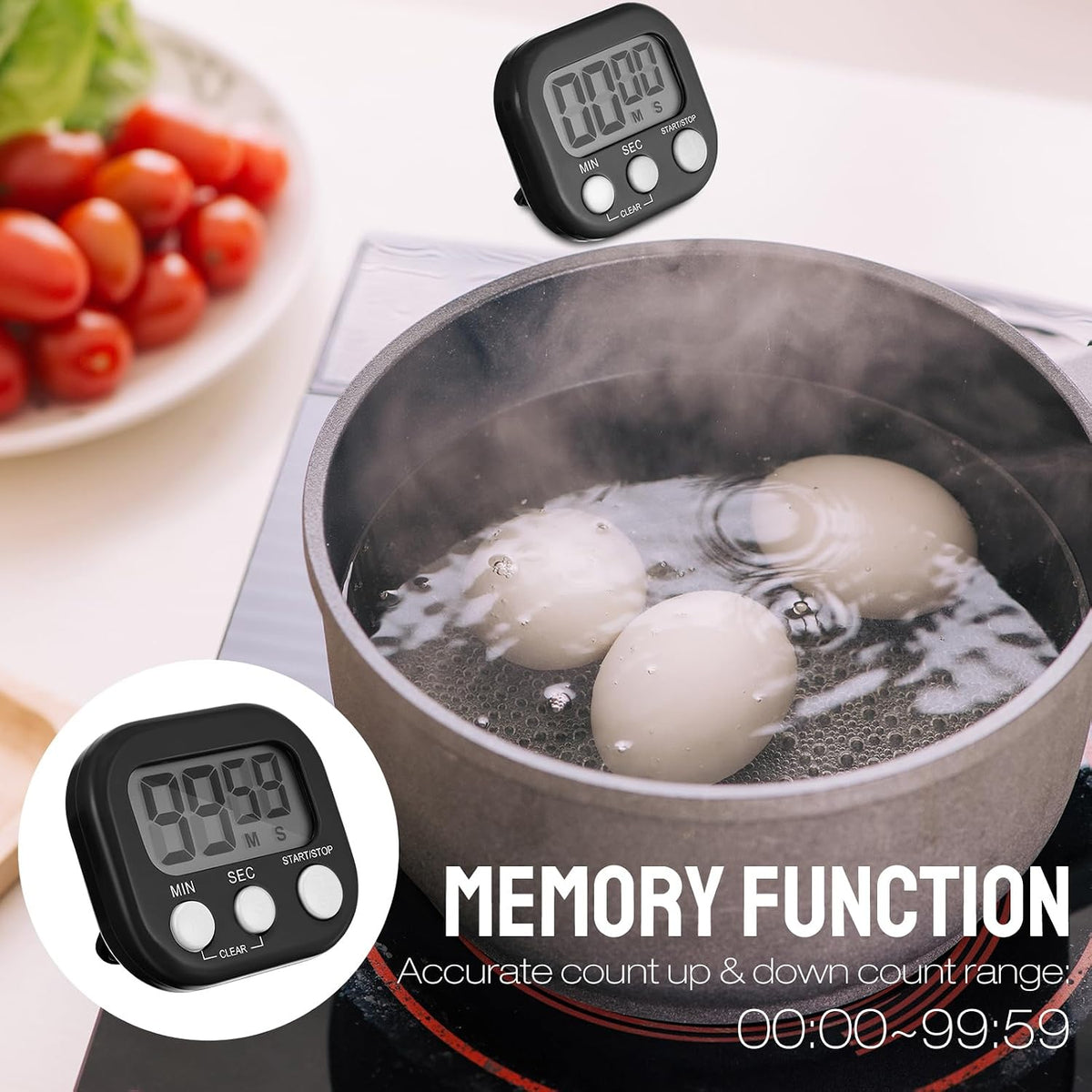 24 Pcs Digital Kitchen Timers Bulk Timer for Classroom, Black