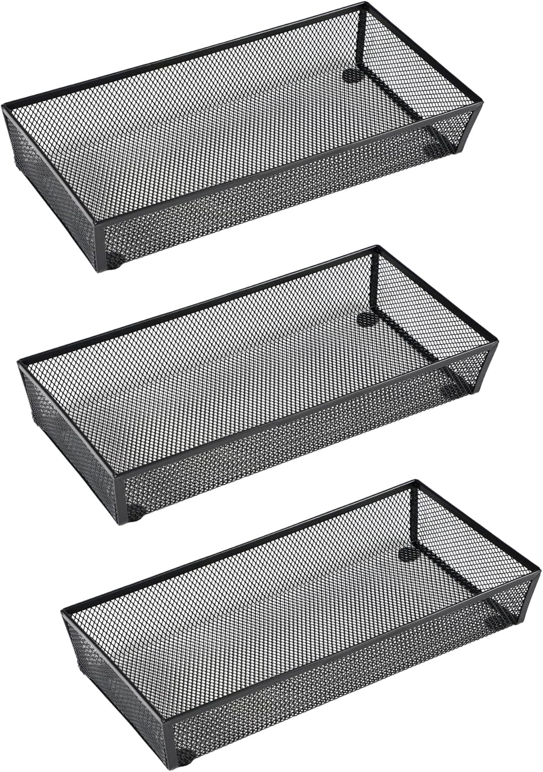 3 Pack Mesh Flatware Drawer Organizer for Kitchen/Office/Home Tools,Spoon Knife Fork Organizers Box Utensil Tabletop Storage Tray (12 x 6 x 2 Inch)