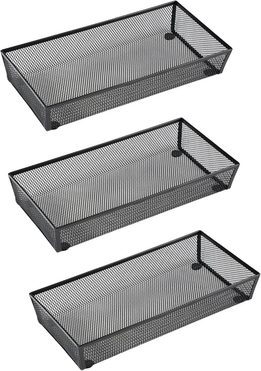 3 Pack Mesh Flatware Drawer Organizer for Kitchen/Office/Home Tools,Spoon Knife Fork Organizers Box Utensil Tabletop Storage Tray (12 x 6 x 2 Inch)