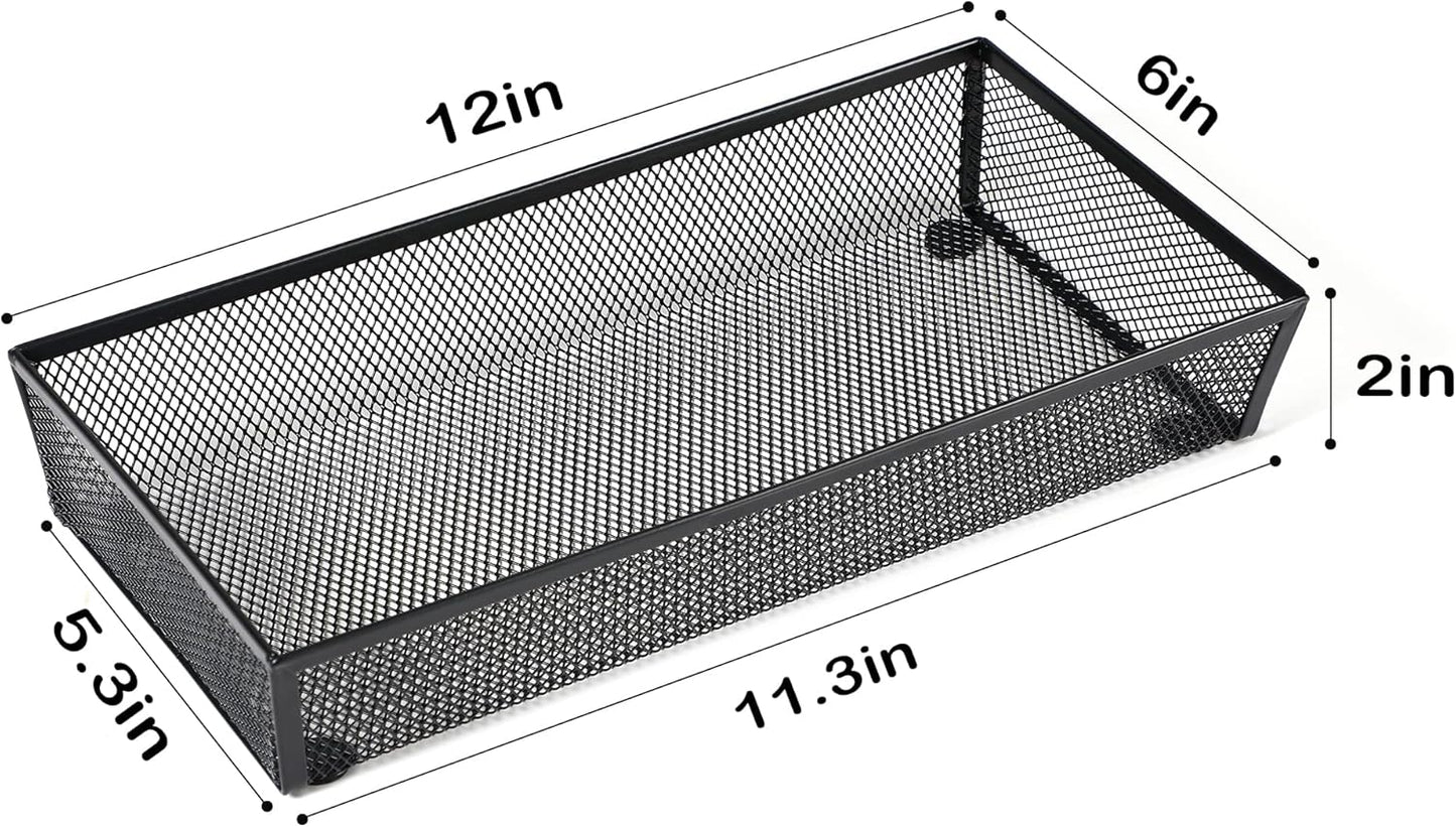 3 Pack Mesh Flatware Drawer Organizer for Kitchen/Office/Home Tools,Spoon Knife Fork Organizers Box Utensil Tabletop Storage Tray (12 x 6 x 2 Inch)