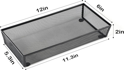 3 Pack Mesh Flatware Drawer Organizer for Kitchen/Office/Home Tools,Spoon Knife Fork Organizers Box Utensil Tabletop Storage Tray (12 x 6 x 2 Inch)