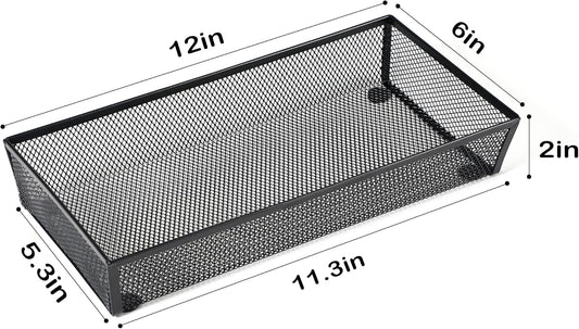 3 Pack Mesh Flatware Drawer Organizer for Kitchen/Office/Home Tools,Spoon Knife Fork Organizers Box Utensil Tabletop Storage Tray (12 x 6 x 2 Inch)