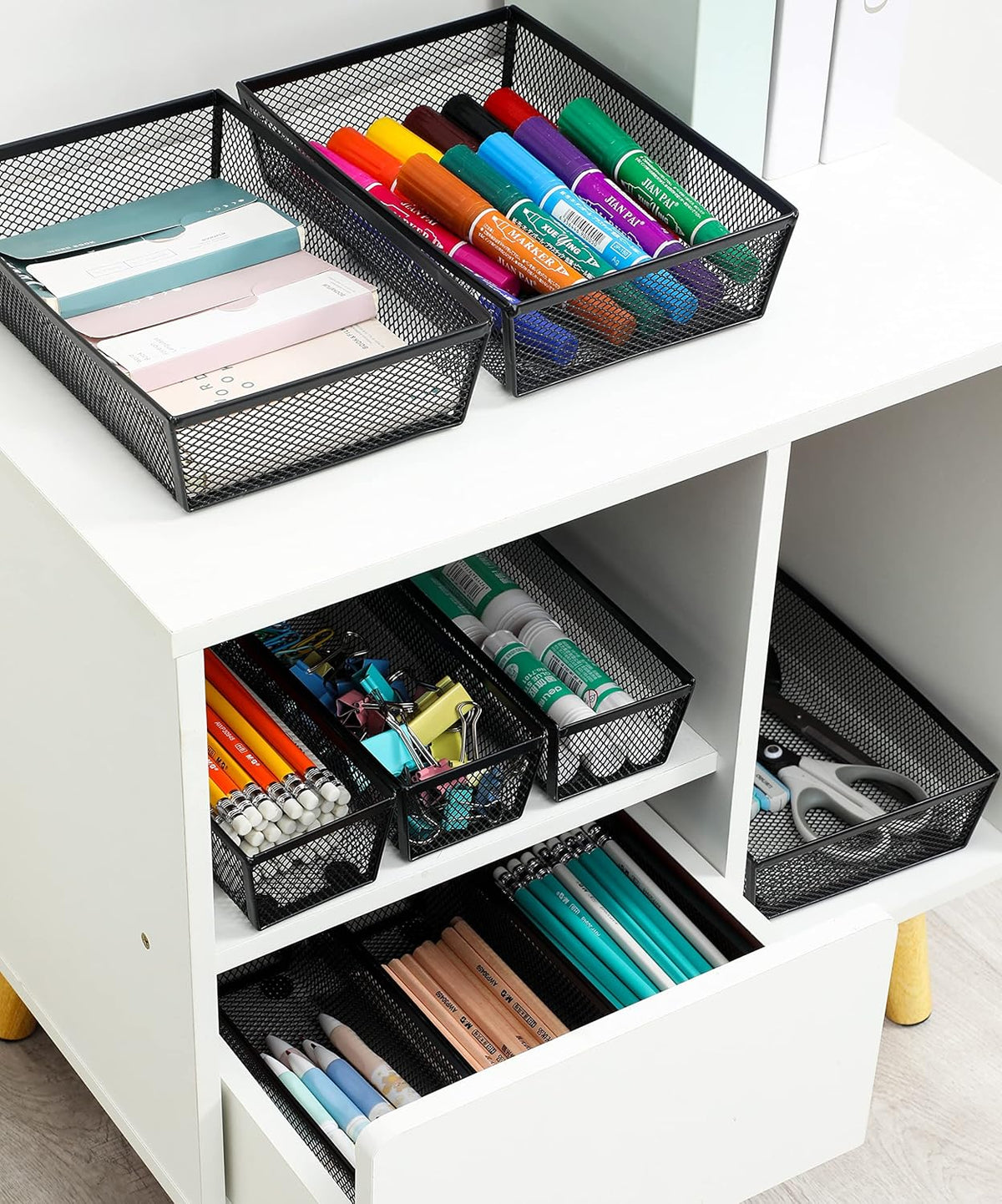 3 Pack Mesh Flatware Drawer Organizer for Kitchen/Office/Home Tools,Spoon Knife Fork Organizers Box Utensil Tabletop Storage Tray (12 x 6 x 2 Inch)