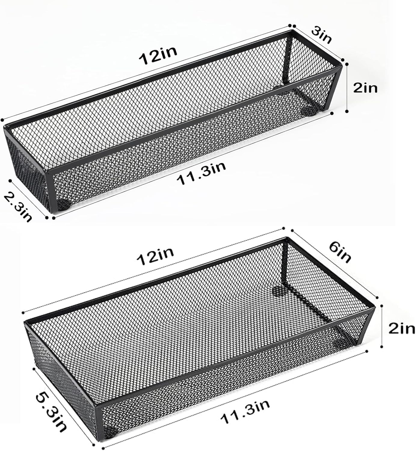 3 Pack Mesh Flatware Drawer Organizer for Kitchen/Office/Home Tools,Spoon Knife Fork Organizers Box Utensil Tabletop Storage Tray (12 x 6 x 2 Inch)