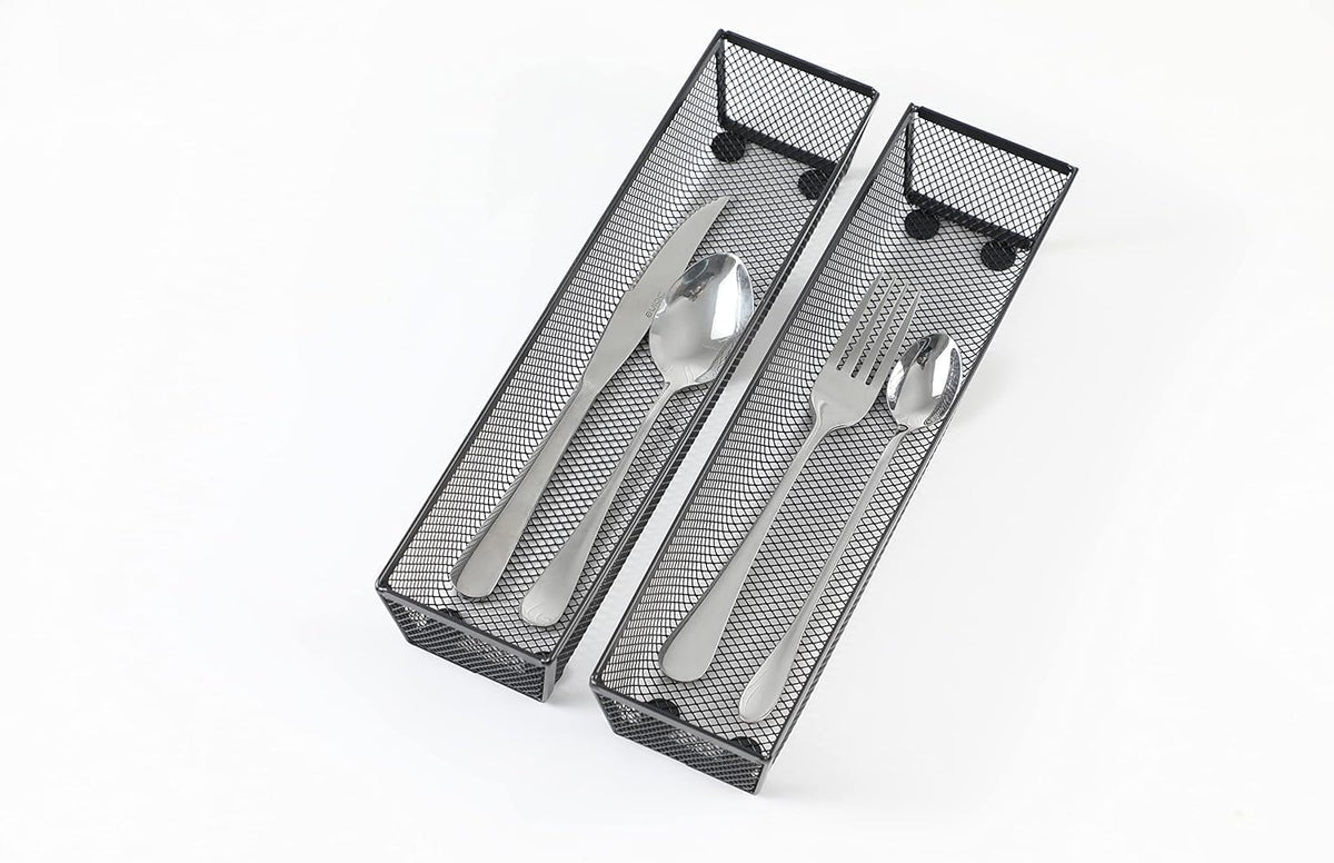 3 Pack Mesh Flatware Drawer Organizer for Kitchen/Office/Home Tools,Spoon Knife Fork Organizers Box Utensil Tabletop Storage Tray (12 x 6 x 2 Inch)