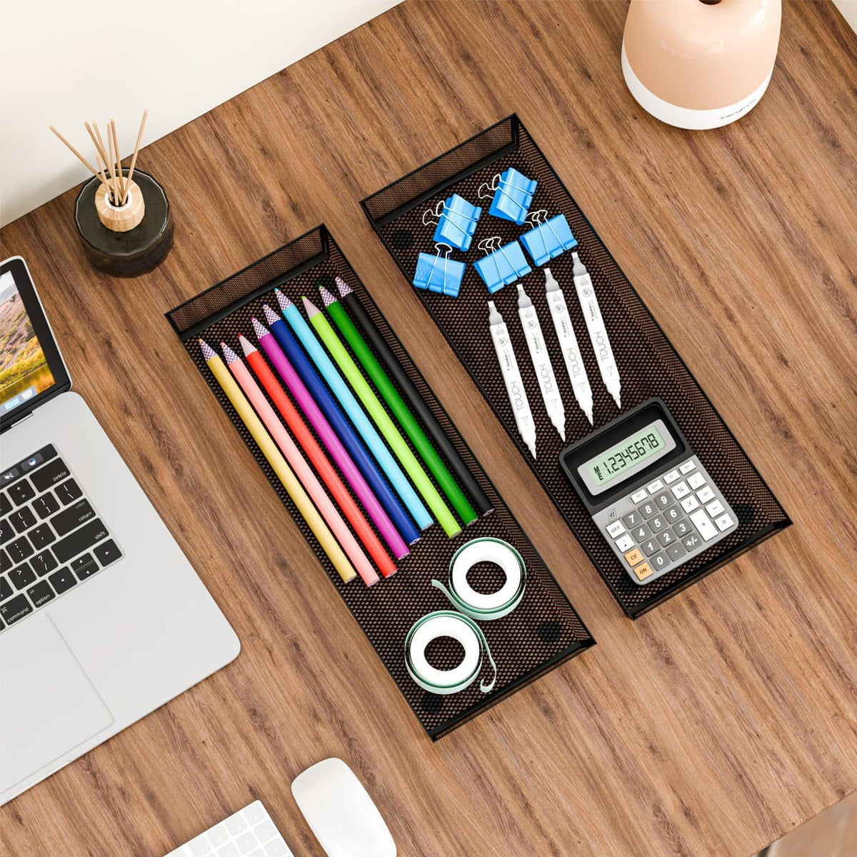 3 Pack Mesh Flatware Drawer Organizer for Kitchen/Office/Home Tools,Spoon Knife Fork Organizers Box Utensil Tabletop Storage Tray (12 x 6 x 2 Inch)
