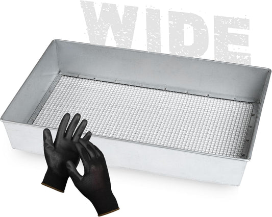 Wide Soil Sifter, 1/4-inch Galvanized Garden Sieve with Gloves | Heavy-duty build for landscaping and larger garden projects