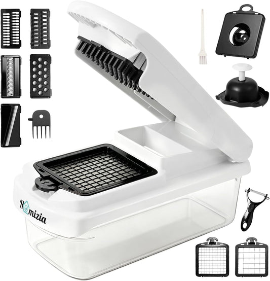 Vegetable Chopper, 15-in-1 Food Chopper with Container, Mandoline Slicer Dicer, Onion Chopper, Vegetable Cutter with Interchangeable Blades, Kitchen Gadget for Meal Prep, Fruits Veggies