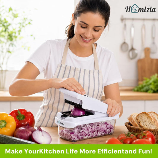 Vegetable Chopper, 15-in-1 Food Chopper with Container, Mandoline Slicer Dicer, Onion Chopper, Vegetable Cutter with Interchangeable Blades, Kitchen Gadget for Meal Prep, Fruits Veggies