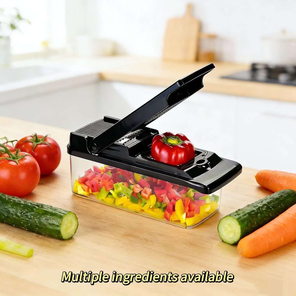 Hand‑Press Vegetable Chopper with Container – Manual Multi‑Blade Food & Onion Chopper, Premium Vegetable Cutter Manual for Kitchen Meal Prep